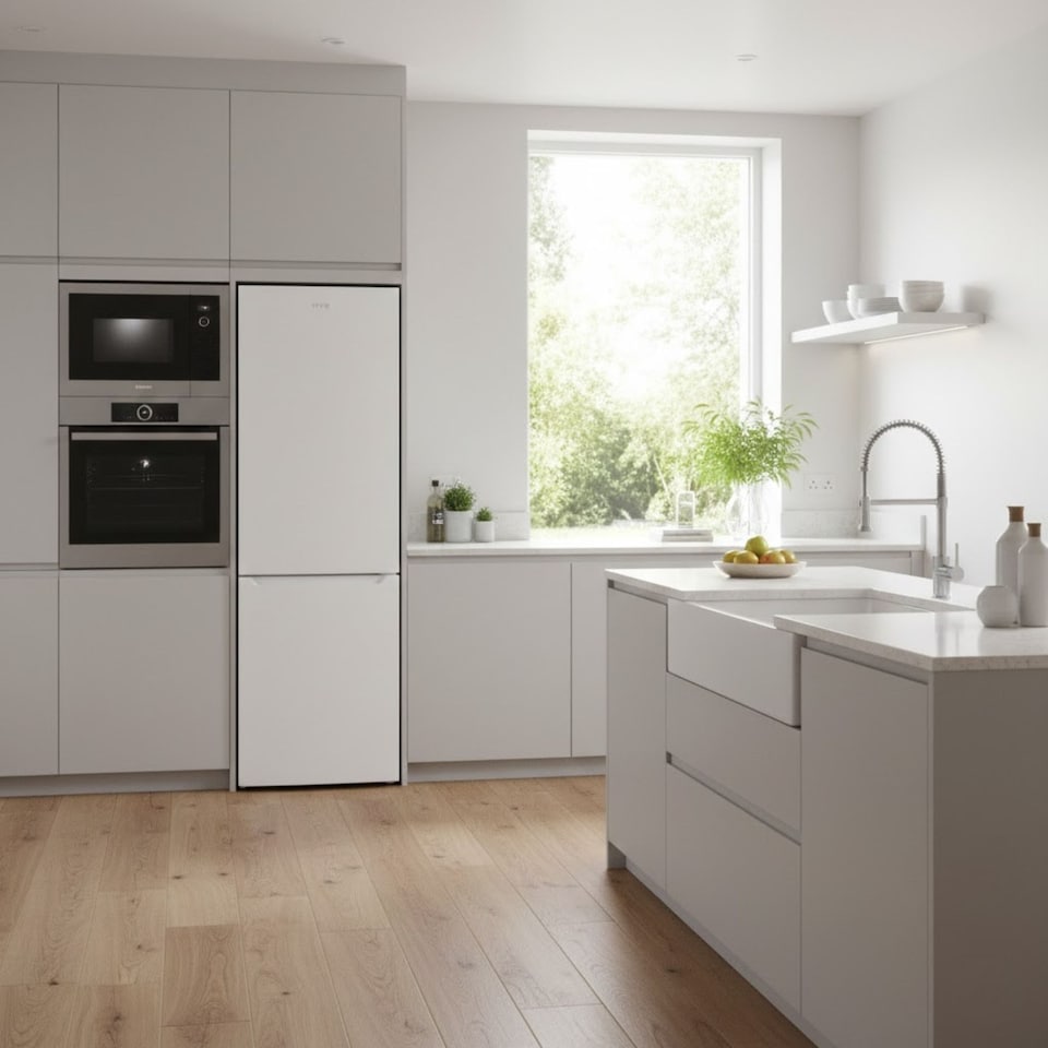 image 1 of HYE 70-30 Freestanding No Frost Fridge Freezer, 400 Litre, 60cm, White - RF01FF400W01