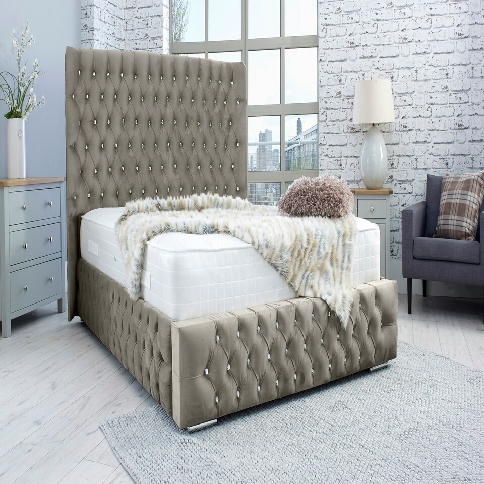Bello Plush Small Double Bed Frame - Grey
