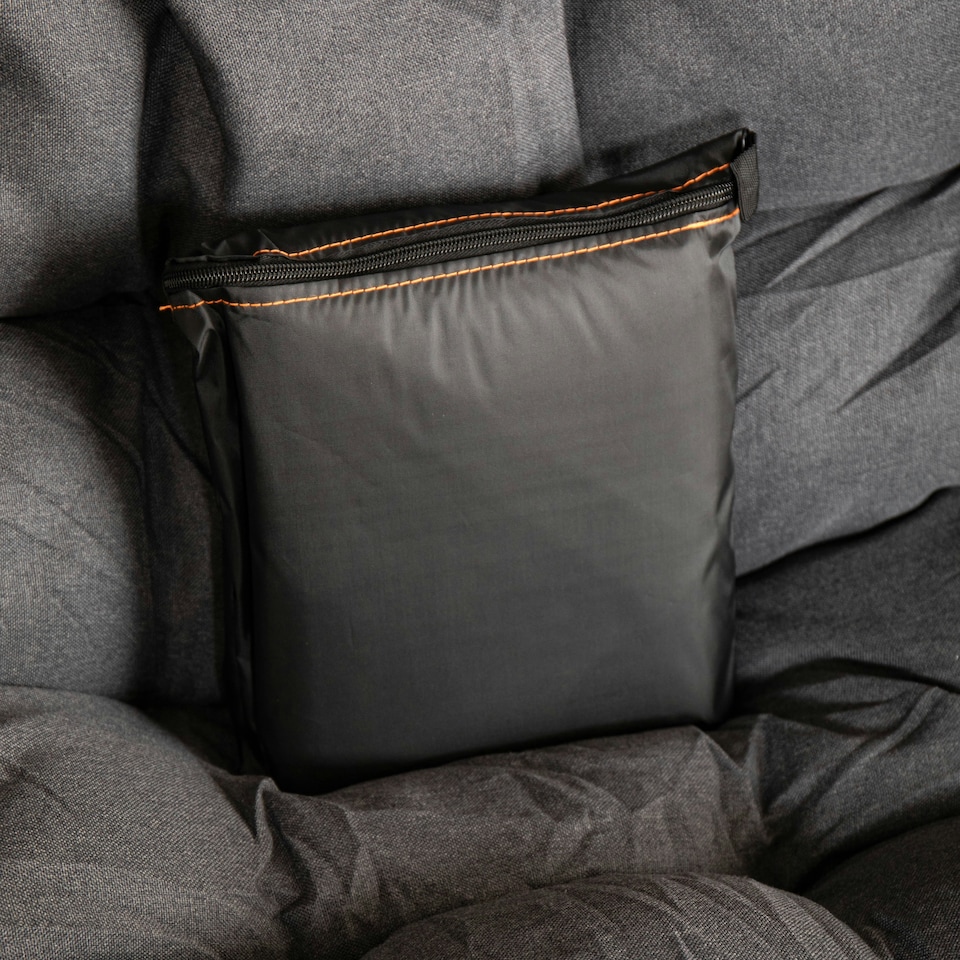 image 1 of Samuel Alexander 2 Seater Hanging Garden Rattan Egg Chair with Steel Frame and Waterproof Cover in Grey Grey