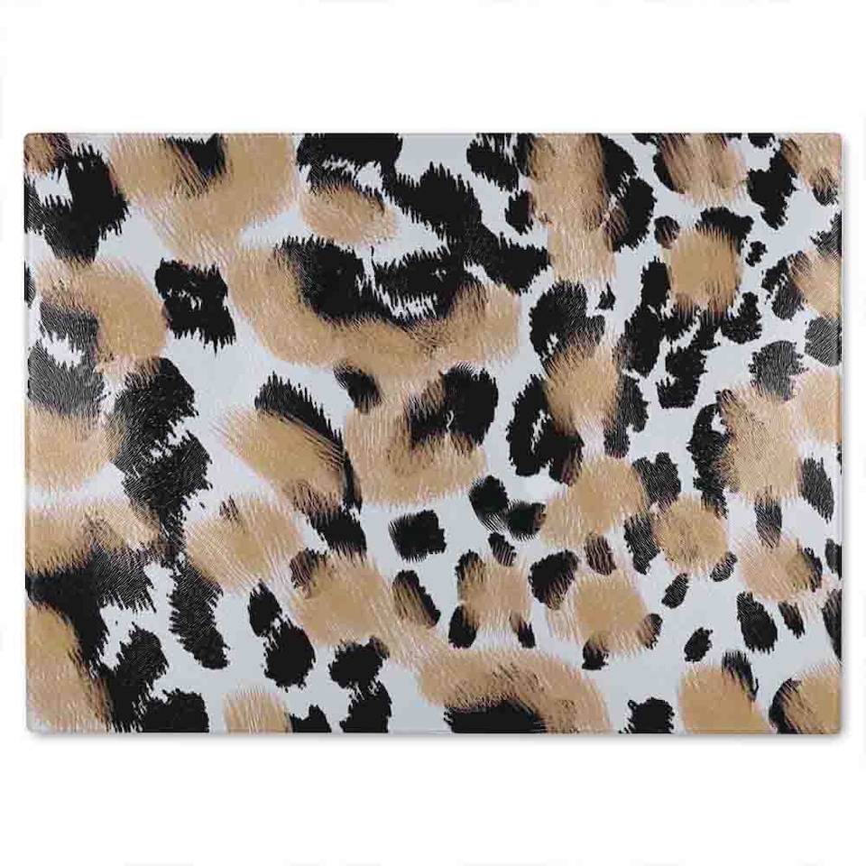 image 1 of Leopard Spots Print Glass Chopping Board | Multi