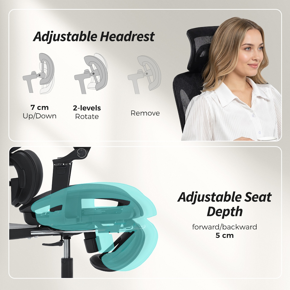 image 1 of HOMCOM Ergonomic Office Chair, High Back Mesh Desk Chair with Reclining Separated Backrest, Lumbar Support, 5D Flip-up Armrests, Adjustable Headrest, Tilt Function, Footrest for Home Office, Black