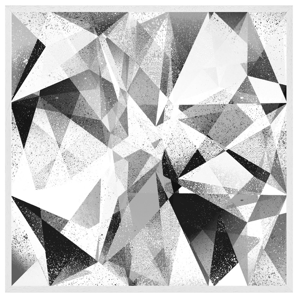 image 1 of Black & white geometric grunge pattern (Picutre Frame) White | XL