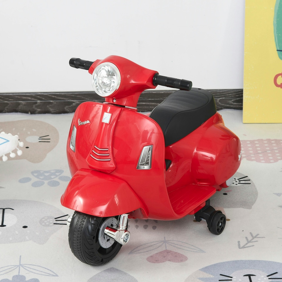 image 1 of HOMCOM Vespa Licensed Kids Ride On Motorcycle 6V Battery Powered Electric Toys | White | White