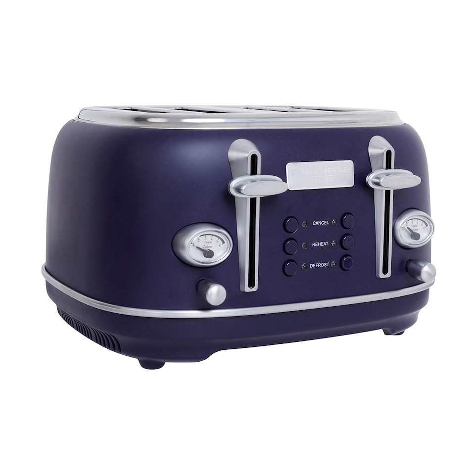 image 1 of Charles Bentley 1.7L Kettle & 4 Slice Toaster Matt Dark Blue and Silver