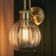 image 5 of Marsala Bathroom Glass Wall Lamp, Satin Brass Plate, Ribbed Glass, IP44