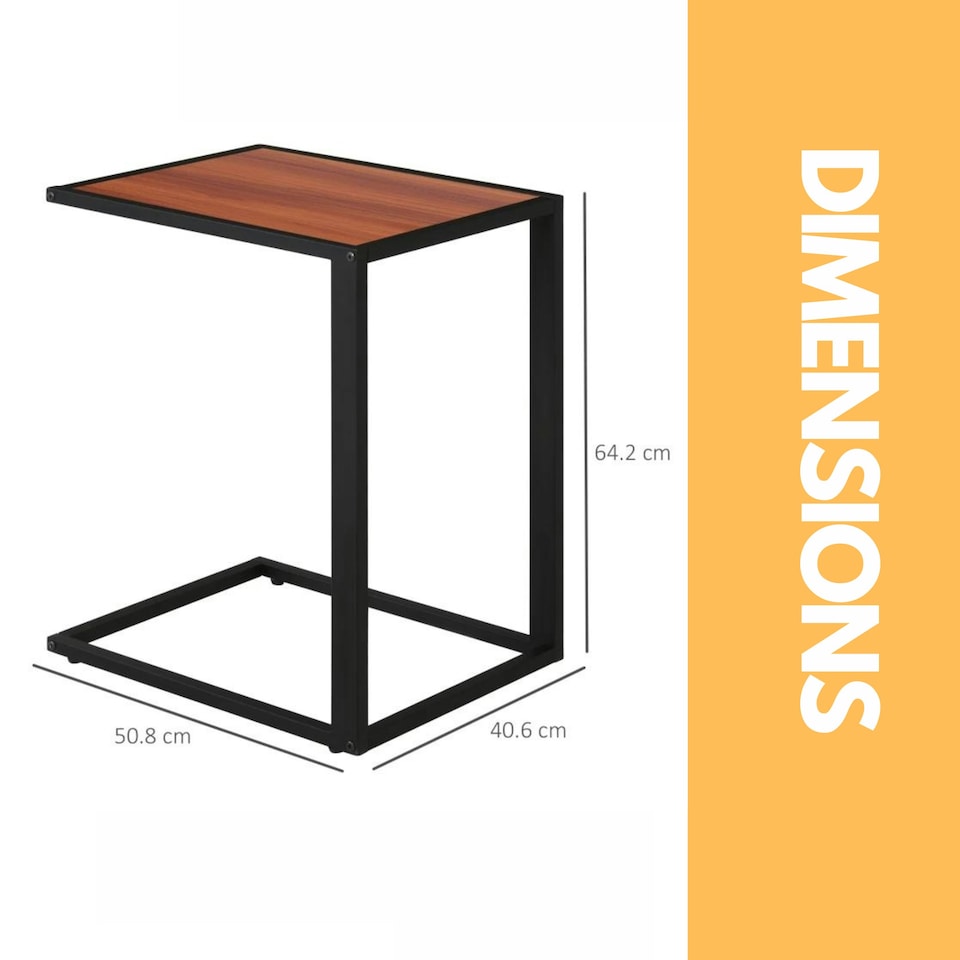 image 1 of Side Table C Shaped Walnut Brown