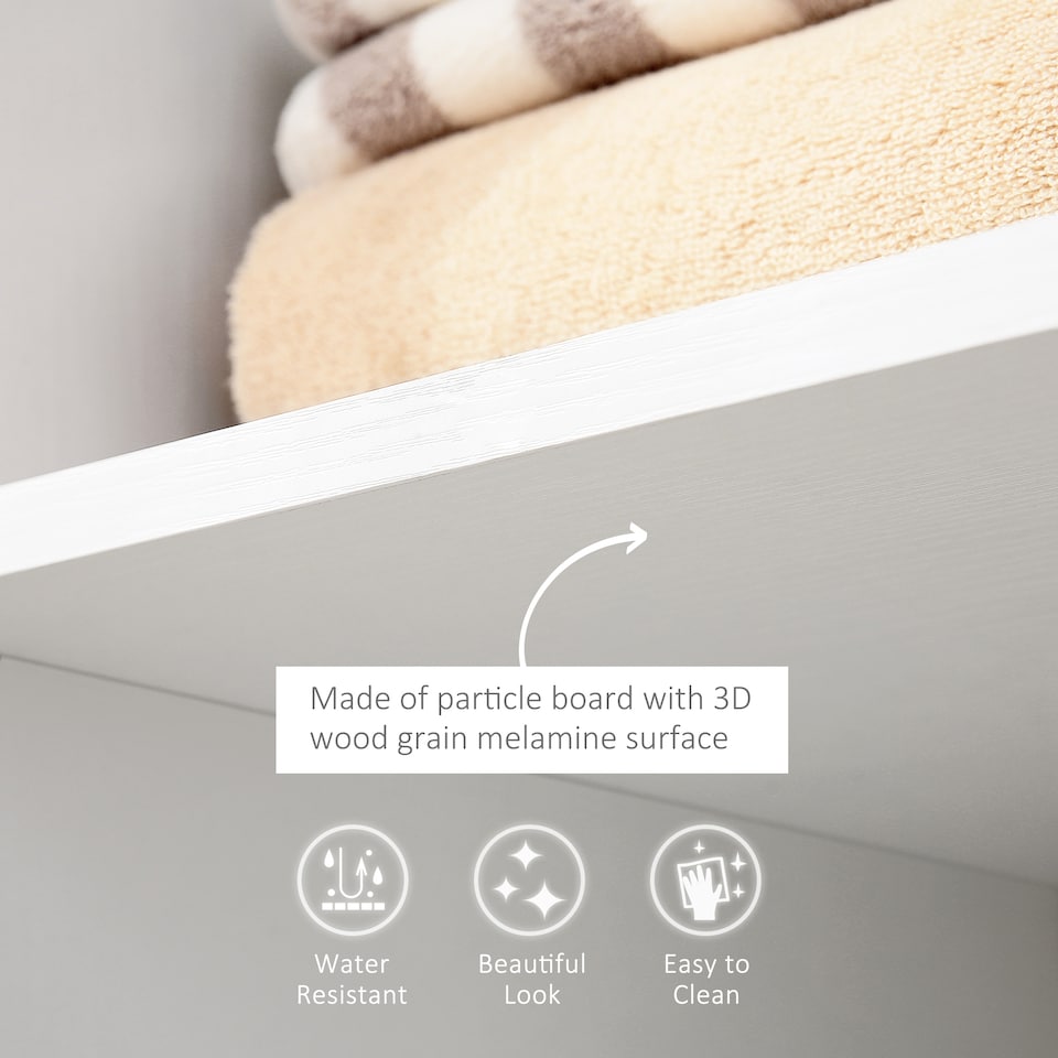 image 1 of HOMCOM Open Wardrobe on Wheels, Bedroom Wardrobe with Clothes Hanging Rail, 3 Storage Shelves, Mobile Garment Rack for Cloakroom, Hallway, White