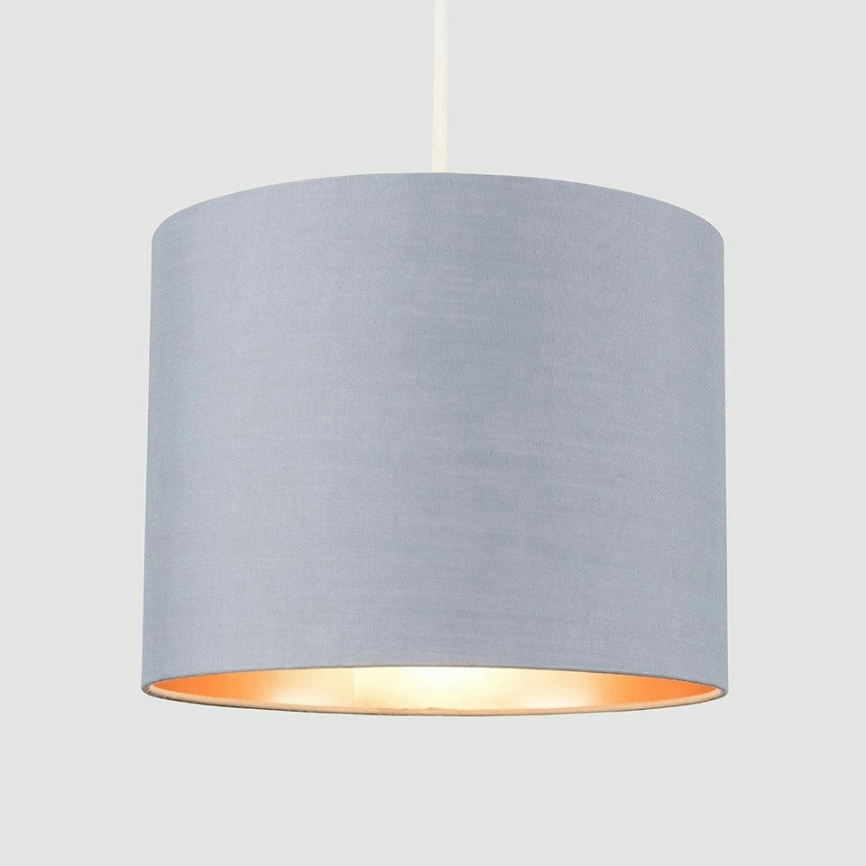 image 1 of ValueLights Modern Grey And Copper Pendant Ceiling Table Lamp Drum Light Shade
