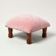 image 2 of Homescapes Mable Pink Velvet Square Footstool
