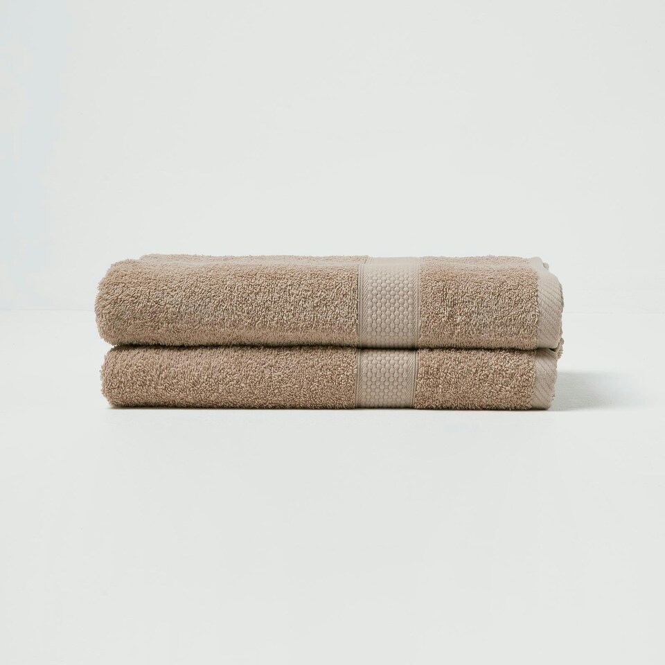 image 1 of Homescapes Turkish Cotton Bath Towel Set of 2 - Stone Cream