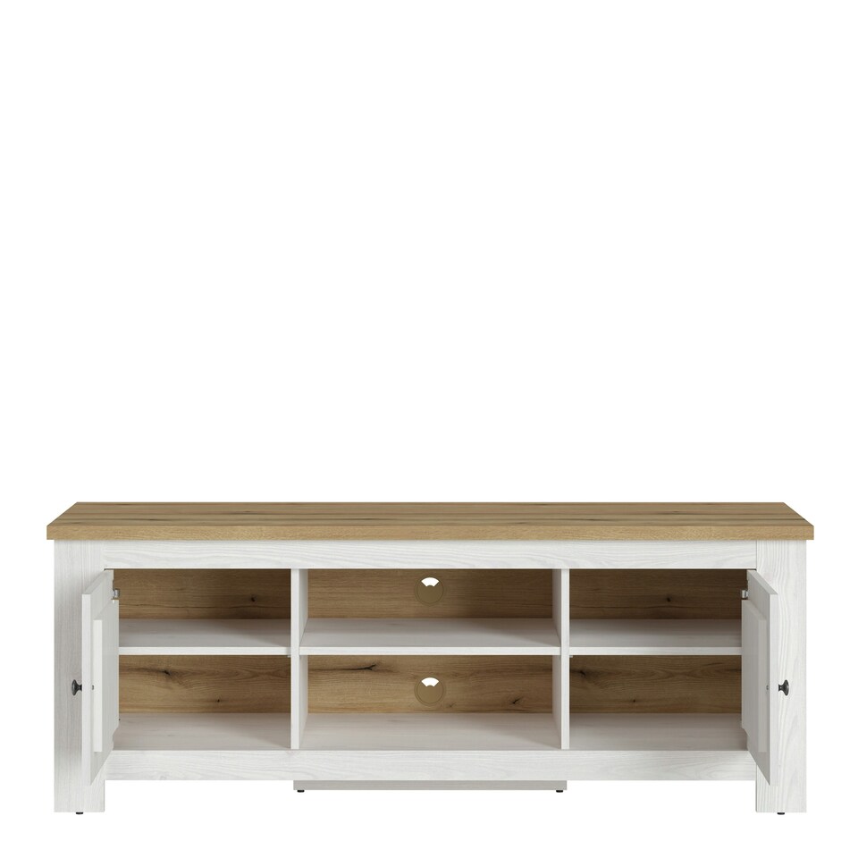 image 1 of Celesto 2 Door TV Unit in White and Oak (154cm)