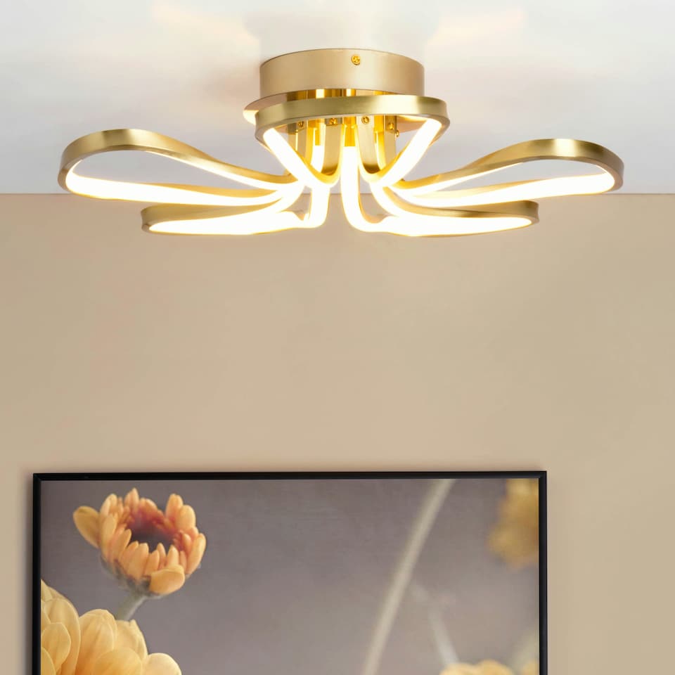 image 1 of BHS Alvar LED Petals Ceiling Light | Gold | Satin Brass | 1