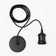 image 1 of CGC Cassie Black 1.5m Adjustable E27 Ceiling Pendant with Matching Rose | Black | Black | Height: 7 cm, Width: 9.8 cm, Total height: 300 cm