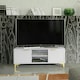 image 3 of Bold TV unit 120cm white ribbed fronts gold accents | White | One Size | 1