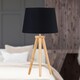 image 4 of Set of 2 Light Oak Table Lamp or Bedside Lights with Black Shades Brown | Black