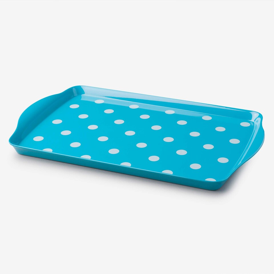 image 1 of Melamine Dotty Tray, Medium | Blue | Duck Egg Blue