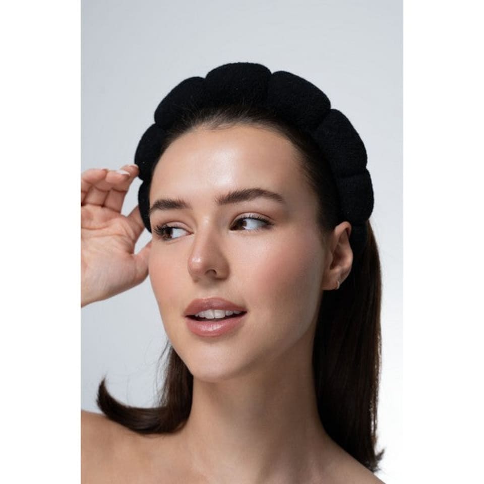image 1 of Brushworks Black Cloud Terry Cloth Headband | Black