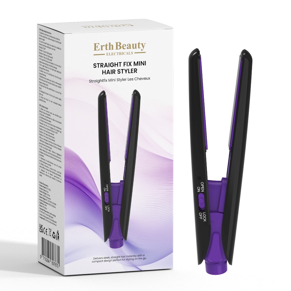 image 1 of Erth Skin London Straight Fix Mini Hair Styler Black