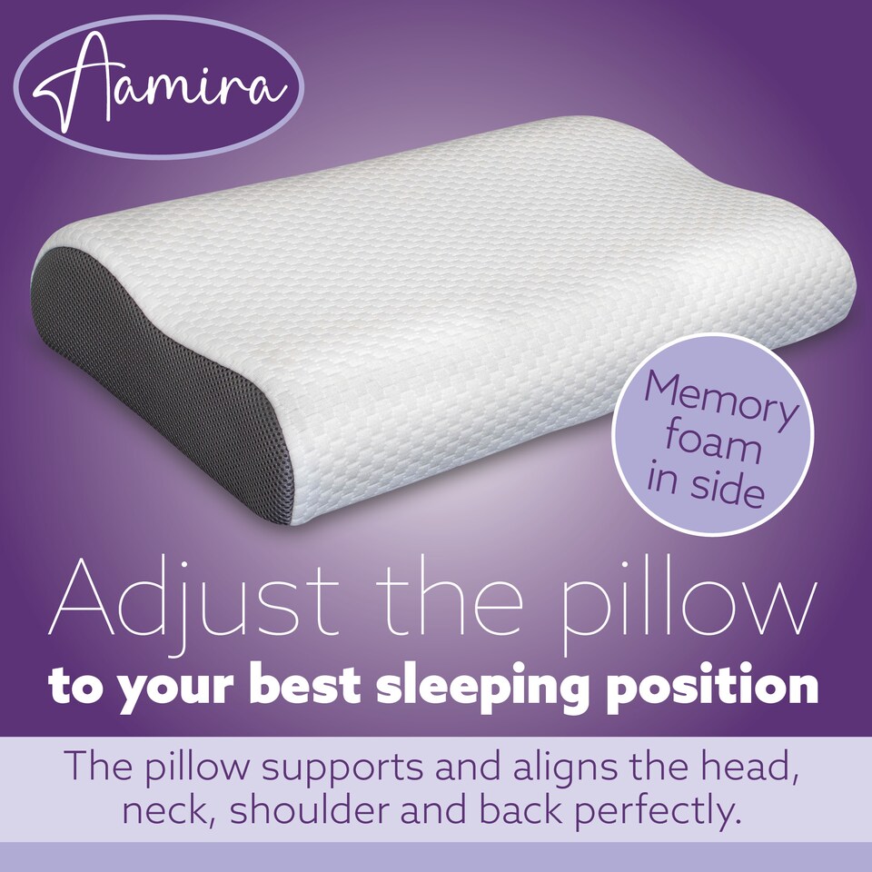 image 1 of Aamira Orthopaedic Memory Foam Pillow Cervical Neck Support for All Sleepers | White | White | Standard | 1