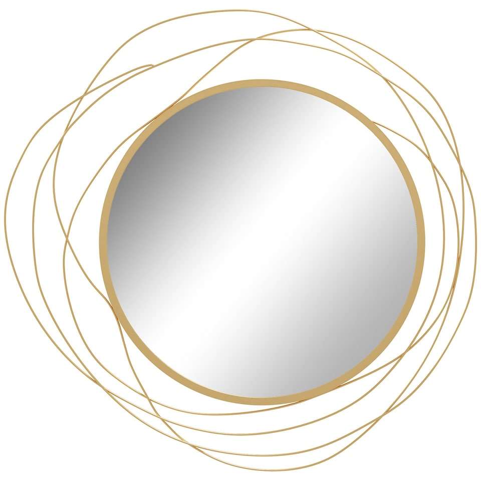 image 1 of HOMCOM Metal Wall Art 65cm Round Mirror for Living Room Dining Room Gold Tone