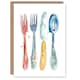 image 1 of Greeting Card Cutlery Fork Knife Spoon Bright Happy Watercolour