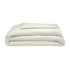 Belledorm 540 Thread Count Satin Stripe Duvet Cover Set - Ivory - Single