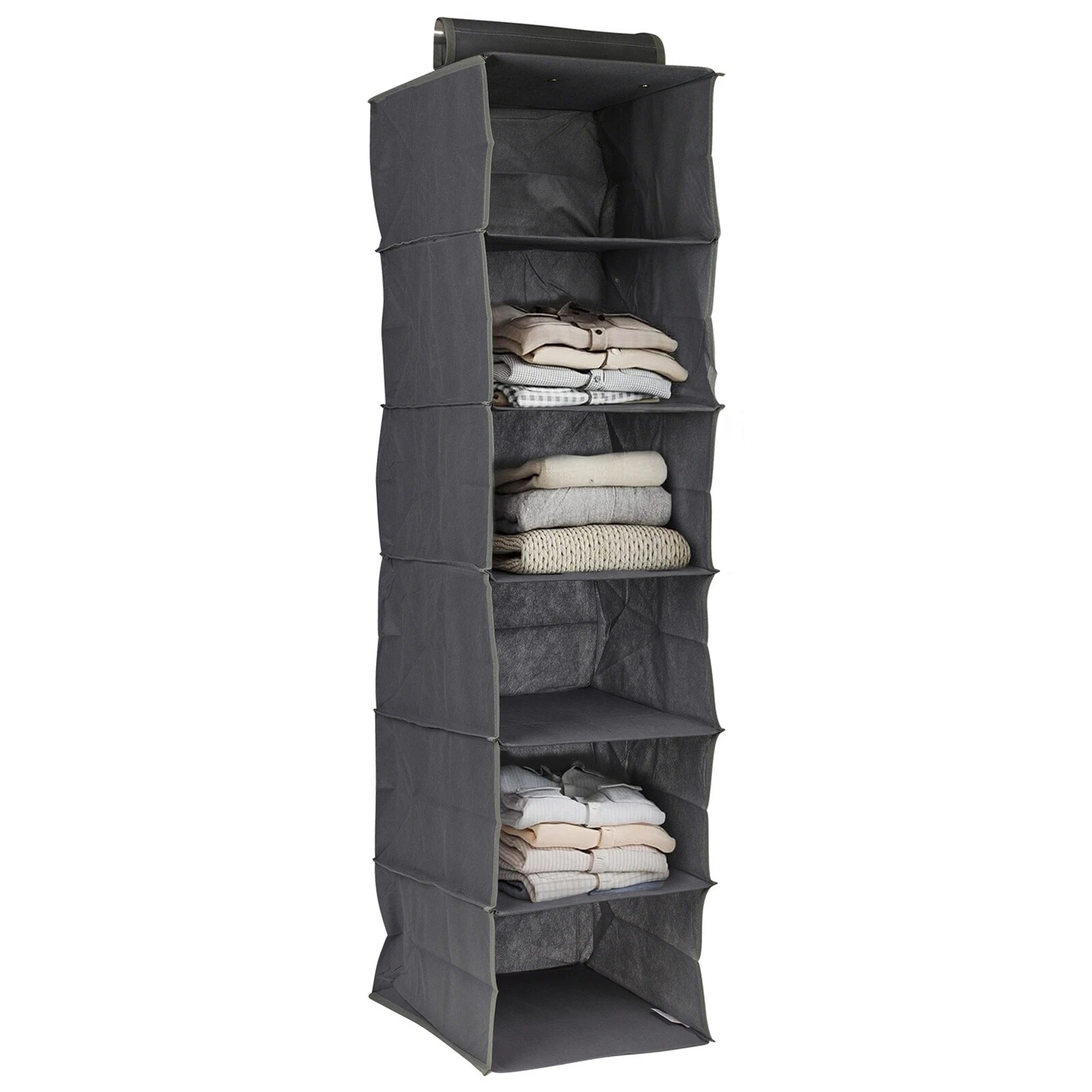 6 Compartment Hanging Clothes Storage Organiser Shelves Collapsible Closet Rack Black Set of 1