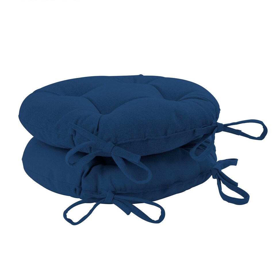 image 1 of Harbour Housewares Round Garden Chair Seat Cushions - Navy - Pack of 2 | Blue | Navy