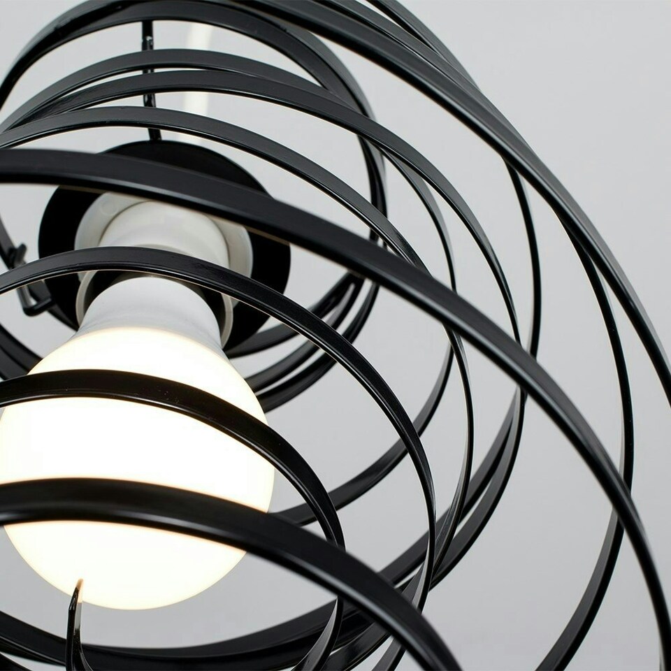 image 1 of ValueLights Contemporary Black Metal Double Ribbon Spiral Swirl Ceiling Light Pendant