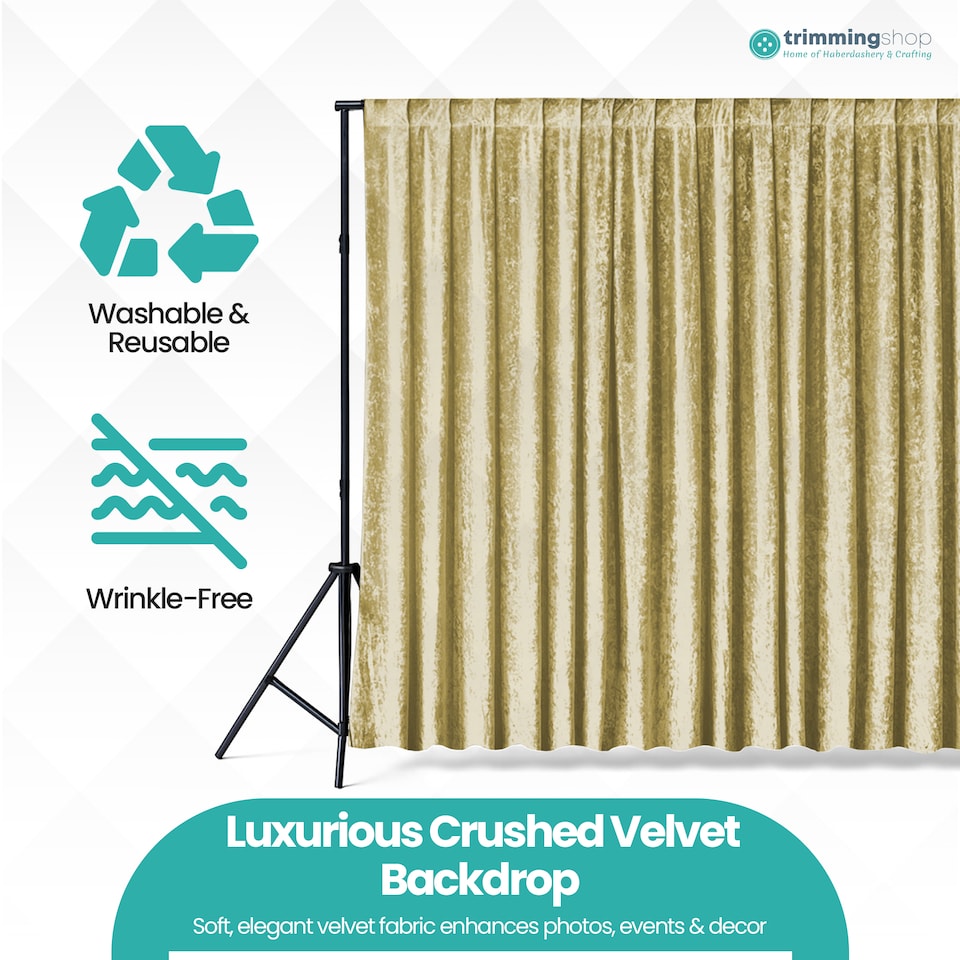 image 1 of 3x3m Crushed Velvet Backdrop, 8cm Rod Pocket Photography Background
