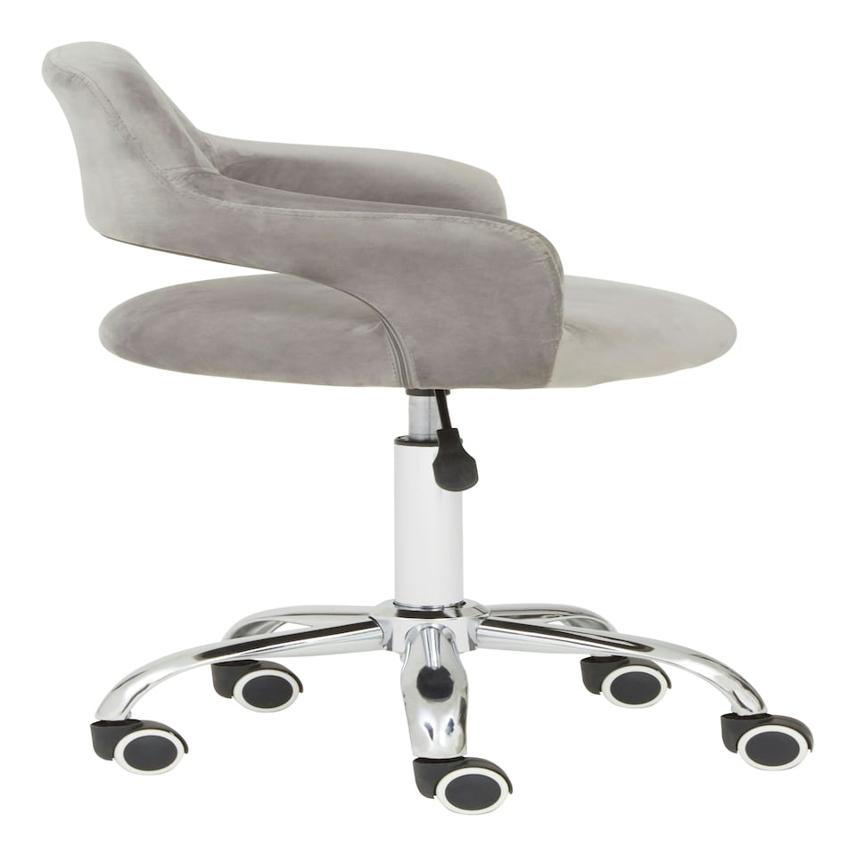 image 1 of Interiors by Premier Fionna Grey Velvet Home Office Chair with Curved Back