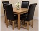 image 2 of Oslo 90 x 90 cm Oak Small Dining Table and 4 Washington Leather Chairs | Black | Black