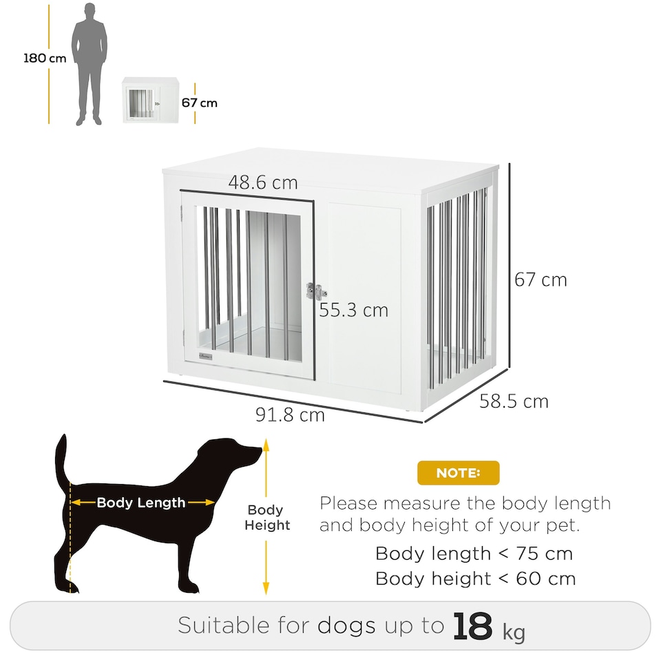 image 1 of PawHut Furniture-Style Dog Crate End Table w/ 2 Doors, for Medium Dogs