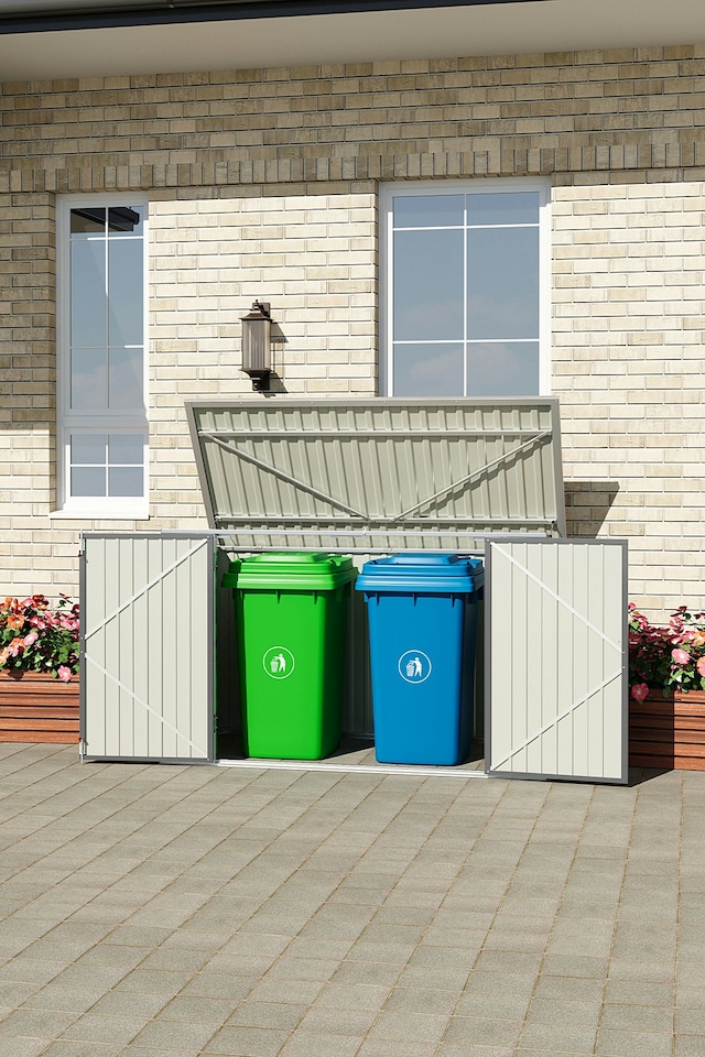 image 1 of Living and Home Heavy Duty Steel Bicycle Storage Shed - Grey