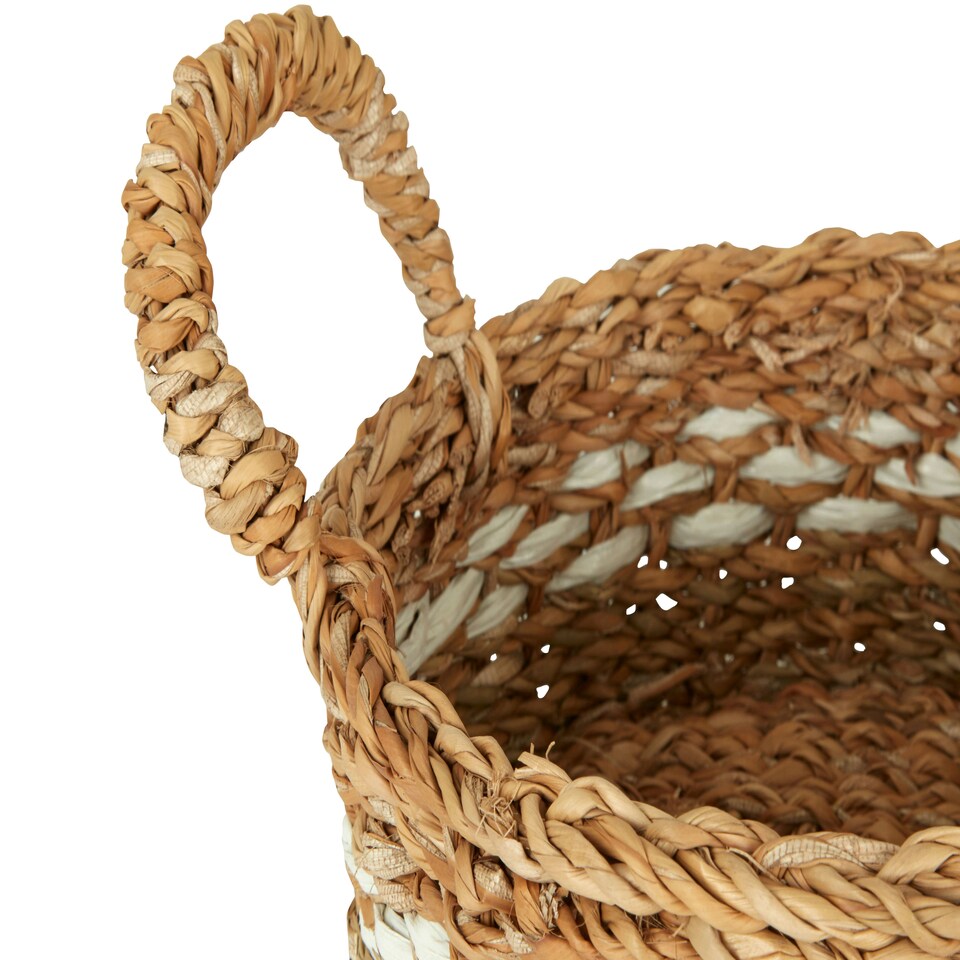 image 1 of Lidi Set of Two Low Seagrass Baskets. Cream