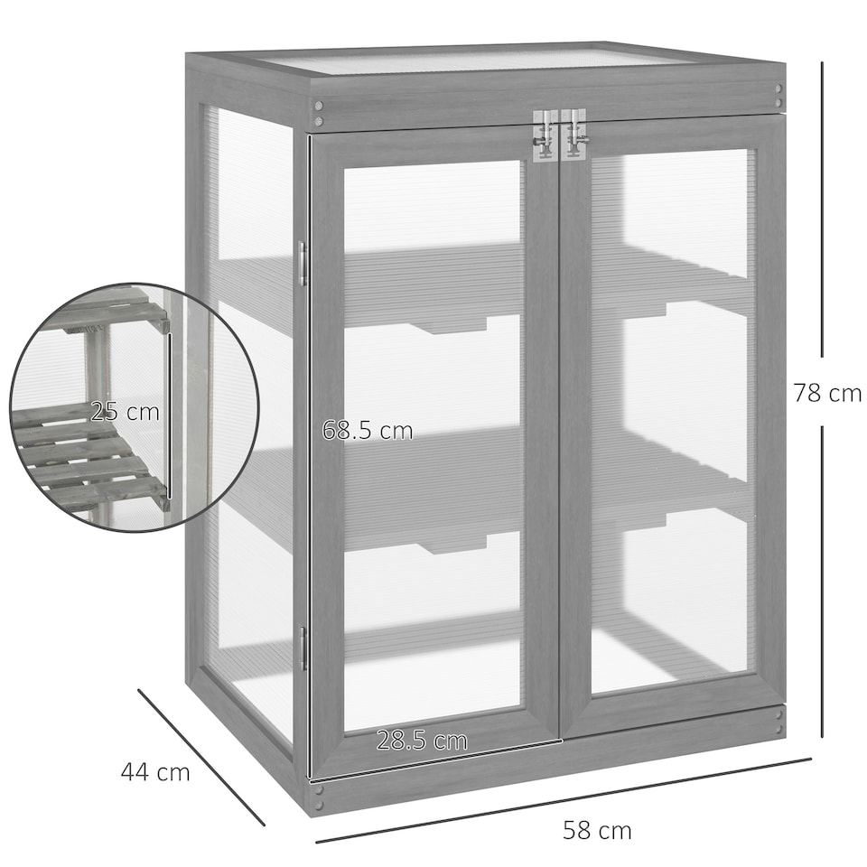 image 1 of Outsunny 3-tier Wood Greenhouse Plant Storage Shelf Garden Cold Frame