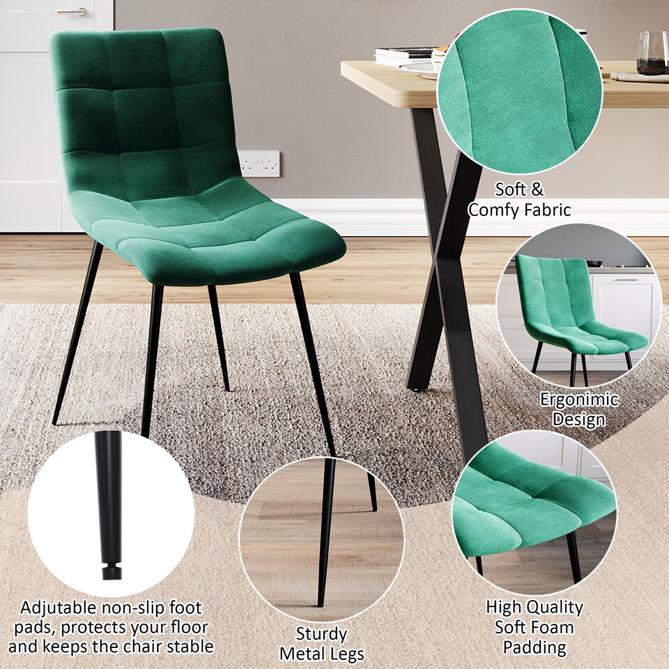 image 1 of Vida Designs Richton Set Of 4 Fabric Dining Chairs, Green