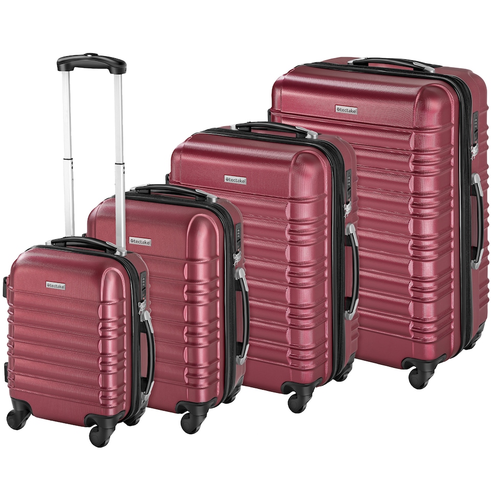 image 1 of Suitcase Set of 4 ABS Hard Shell Luggage Travel Trolley 4 Wheel Lightweight Telescopic Handle | Red | burgundy | 1