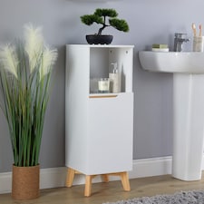 Bathroom Floor Cabinet White 3 Storage Shelves Vanity Organiser Furniture