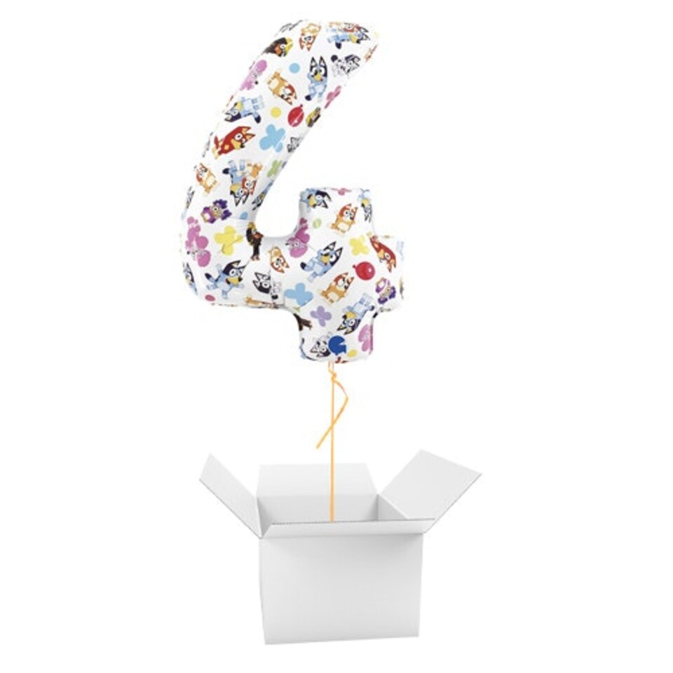 Bluey Number 4 Giant Foil Helium Balloon - Inflated Balloon in a Box