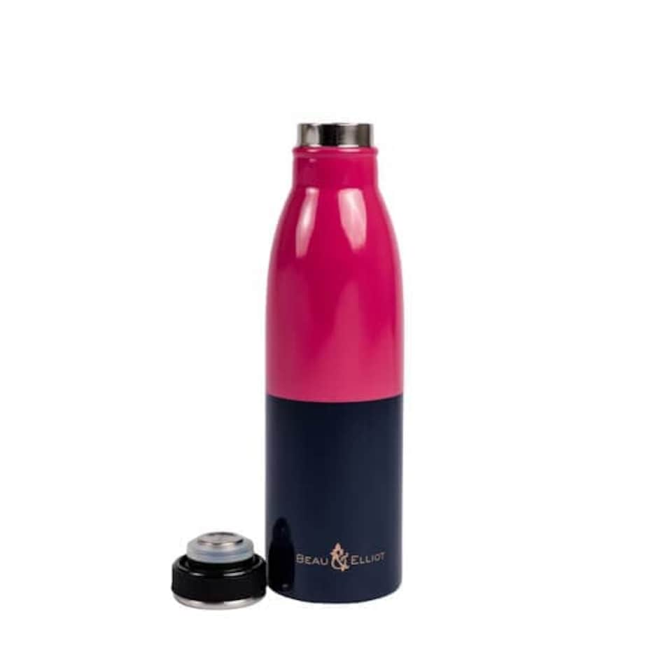 image 1 of Beau & Elliot Colour Block 500ml Stainless Steel Drinks Bottle Pink/Navy