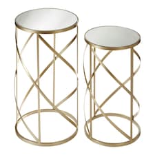 Set Of 2 Avantis Swirl Frame Tables Gold
