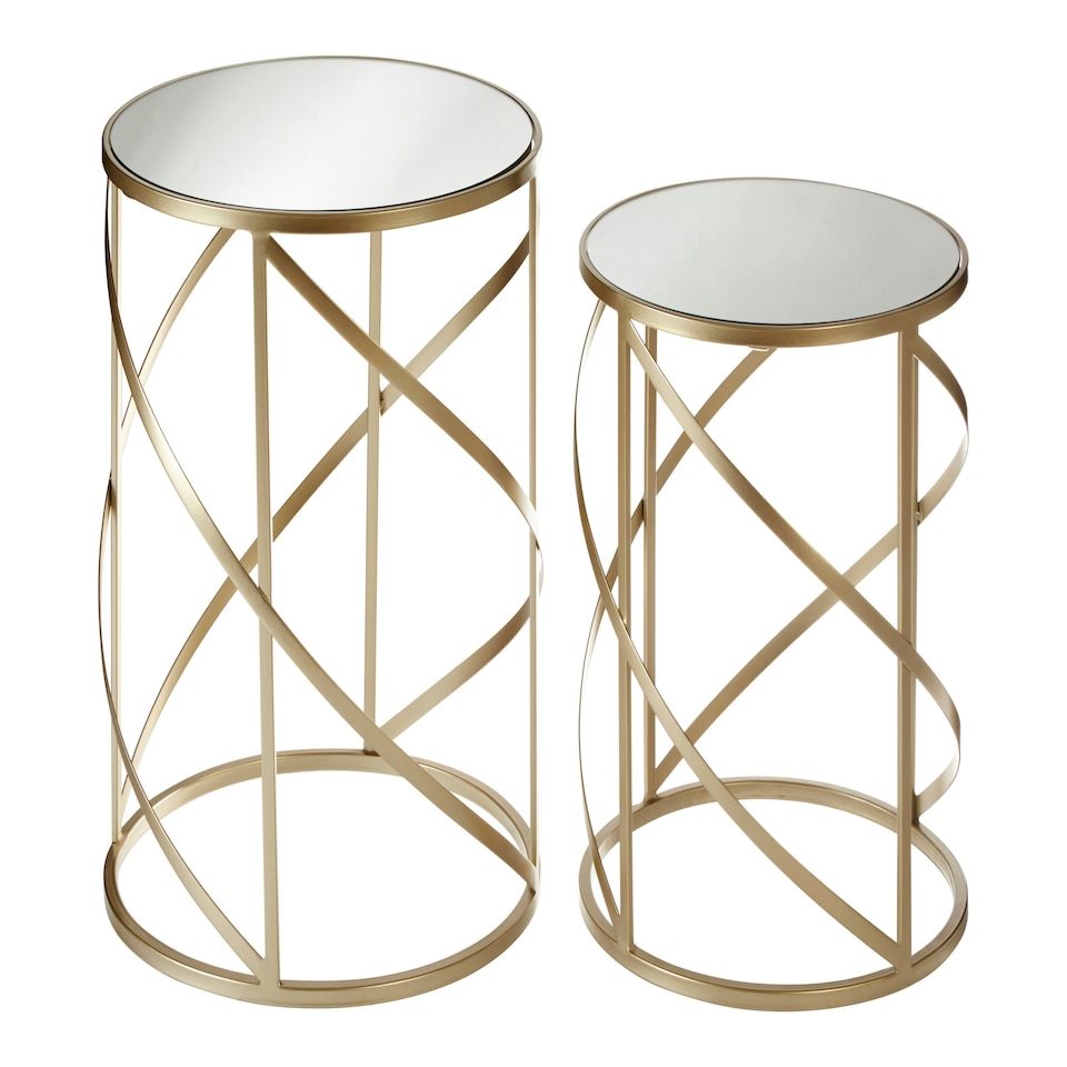image 1 of Set Of 2 Avantis Swirl Frame Tables Gold