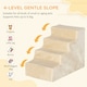 image 2 of PawHut Four-Step Portable Dog Stairs with Washable Plush Cover, Beige