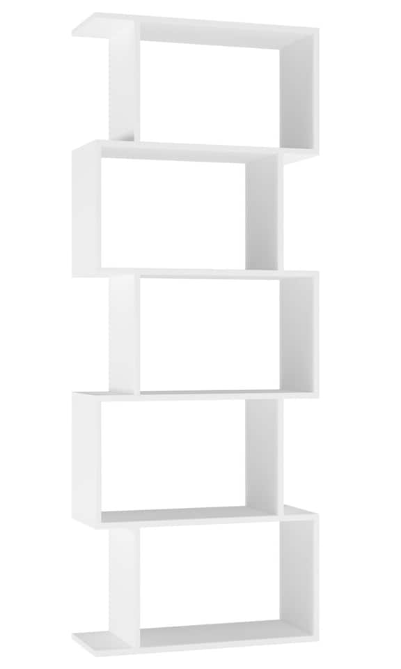 image 1 of Geometry S-Shaped 5 Tier Shelving Unit | White | 1