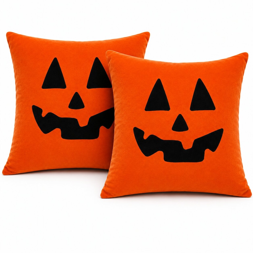 image 1 of Covers&All Halloween Decorative Square Throw Pillow Set of 2 with Inserts & Covers Accent Pillows for Sofa, Couch & Home Décor, Square 16 in x 16 in