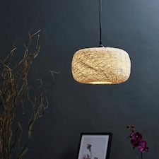 ValueLights Modern Off White Lattice Wicker Rattan Doughnut Ceiling Pendant Light Shade