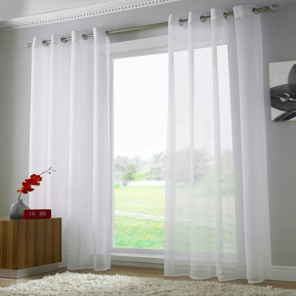 image 1 of Voile Panel - Ring Top - White - 145cm x 182cm
