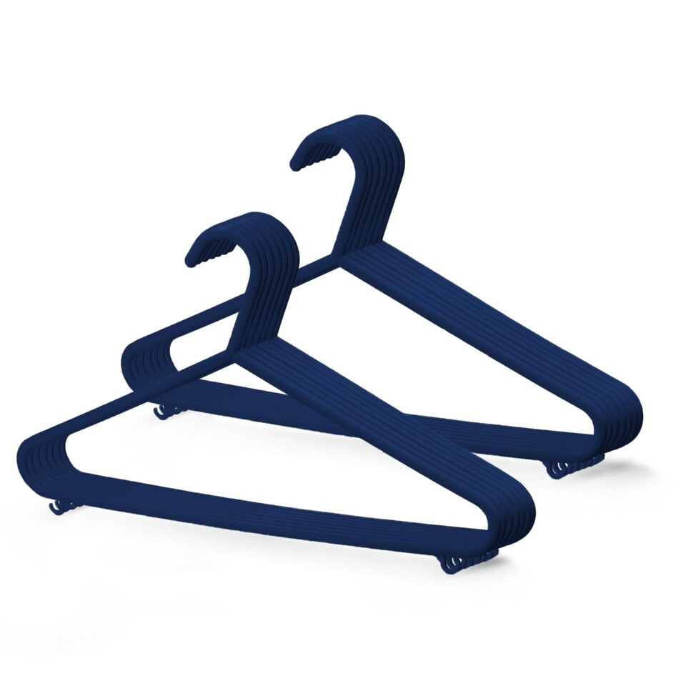 image 1 of Keplin Adult Plastic Coat Hangers Strong Slim Space Saving with Trouser Bar and Hooks