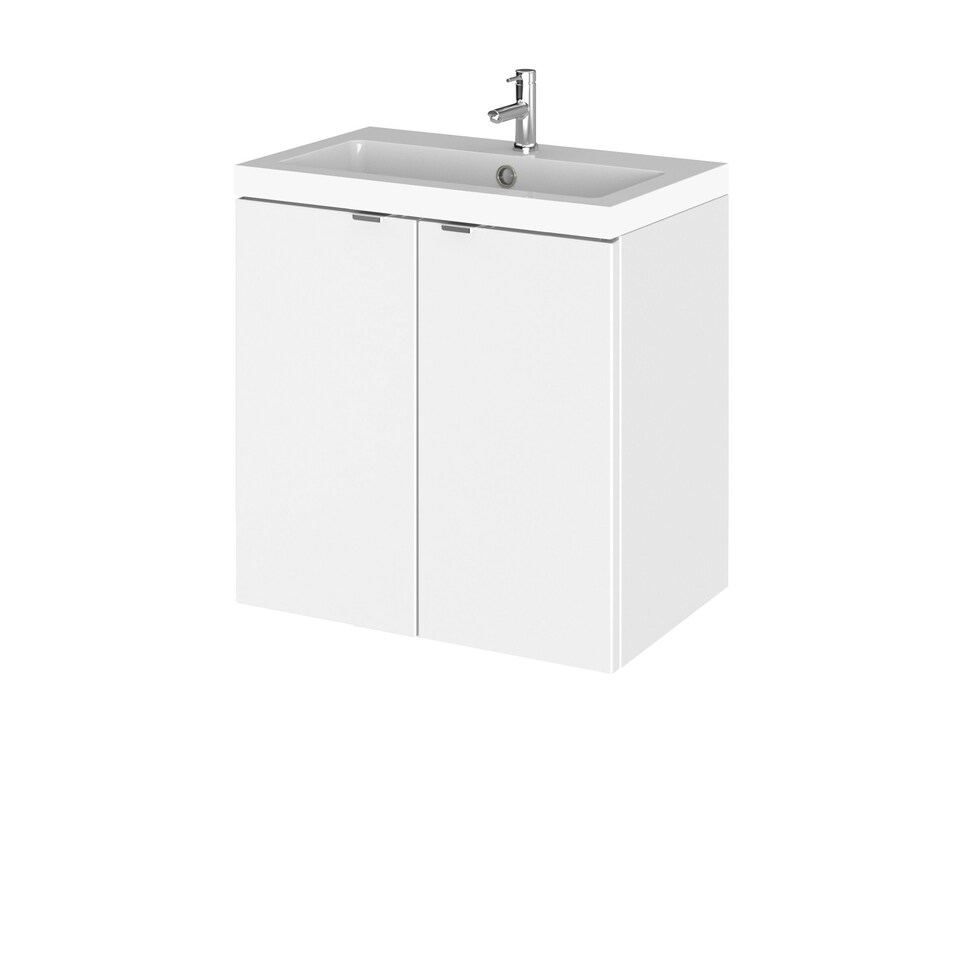 image 1 of Balterley Alrewas Contemporary 2 Door Wall Hung Vanity Unit with Basin, Gloss White, 500mm